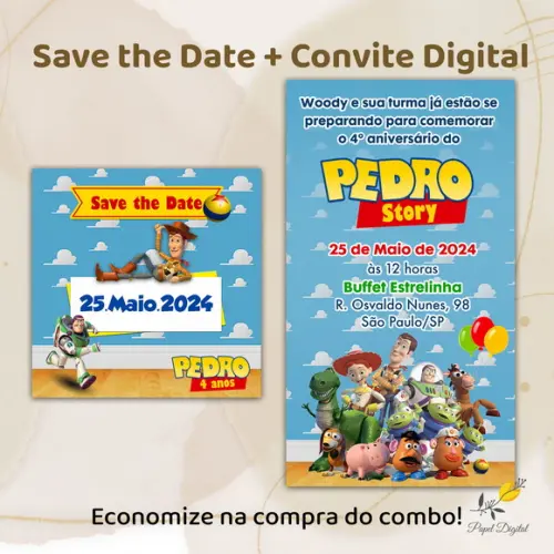 Convite + Save The Date Toy Story
