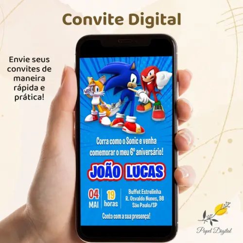 Convite Digital Sonic Modelo 4