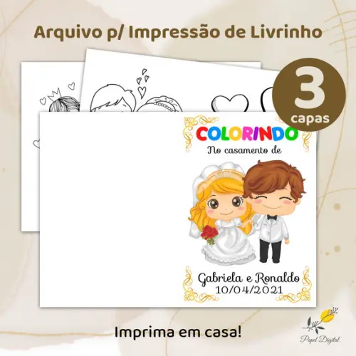 Livrinho de Colorir - Casamento (arquivo Digital) 3 Capas