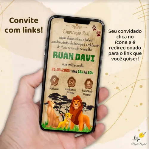 Convite Interativo Rei Leão