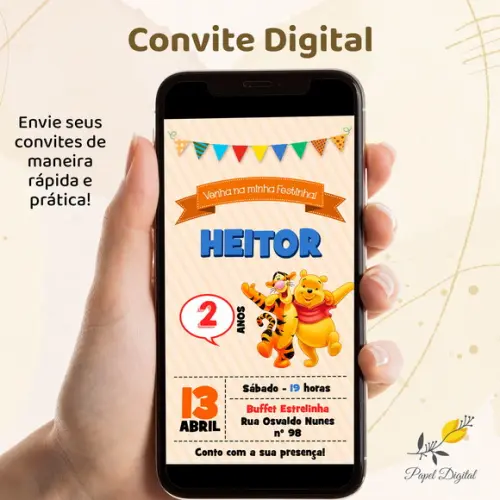 Convite Digital Pooh