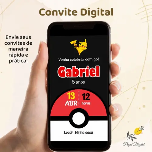 Convite Digital Pokemon Modelo 10