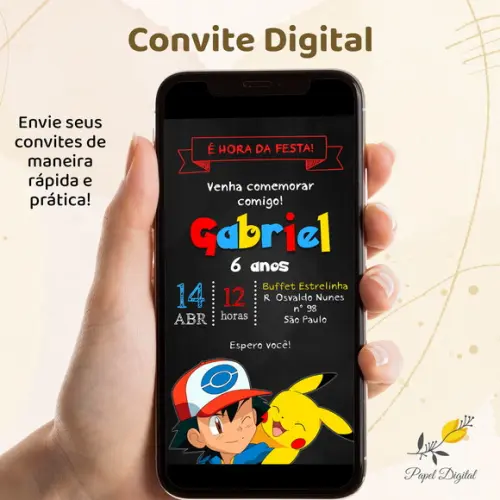 Convite Digital Pokemon Modelo 7