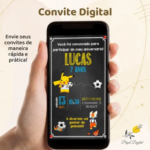 Convite Digital Pokemon Modelo 5