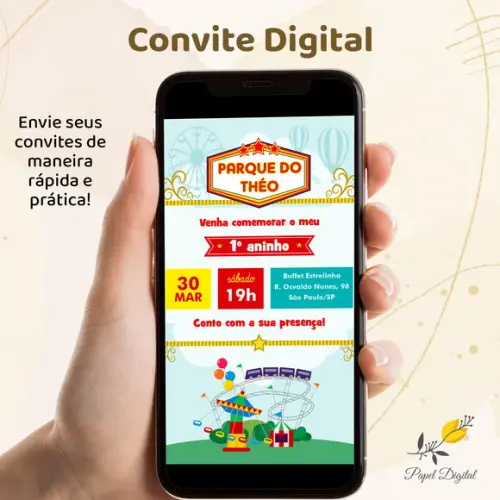 Convite Digital Parque de Diversões Modelo 3
