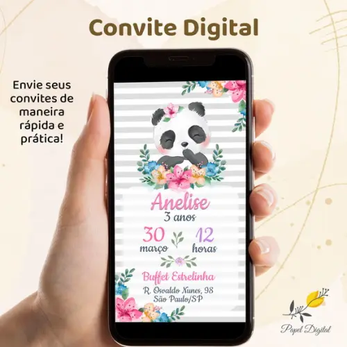 Convite Digital Panda Modelo 4