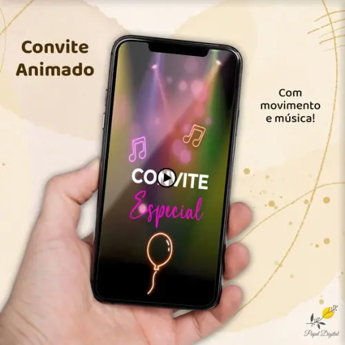 Convite Animado (vídeo) Neon Modelo 2