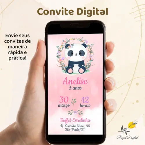 Convite Digital Panda Modelo 3