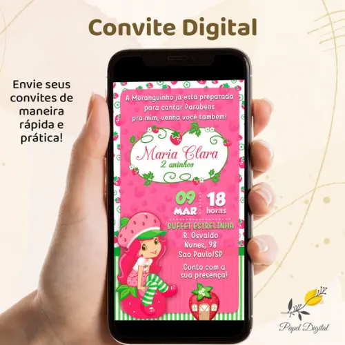 Convite Digital Moranguinho Modelo 3