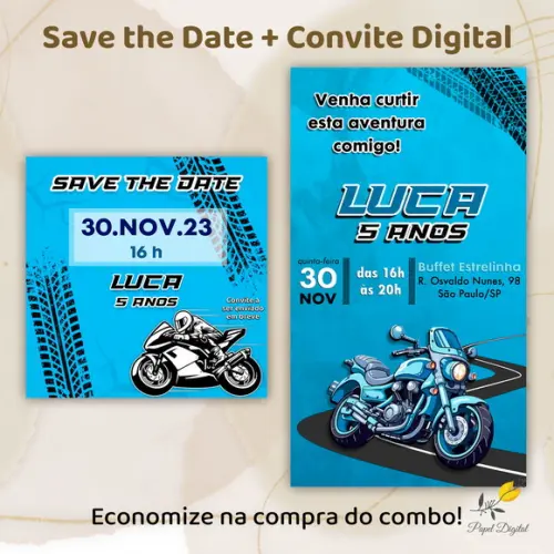 Convite + Save The Date Moto