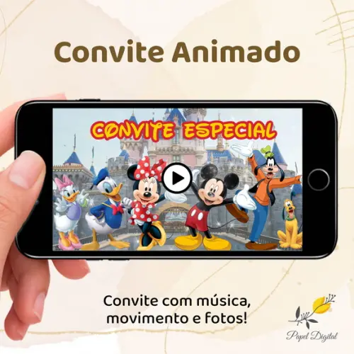 Convite Animado (vídeo) Turma do Mickey Modelo 2