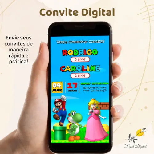 Convite Digital Super Mario Modelo 2