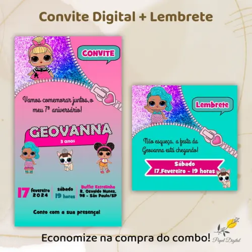 Convite + Lembrete Lol