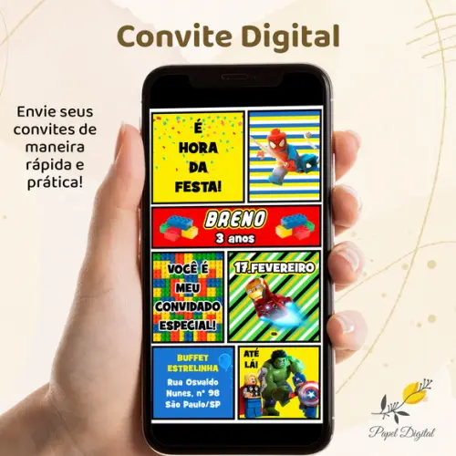Convite Digital Lego Marvel Modelo 4