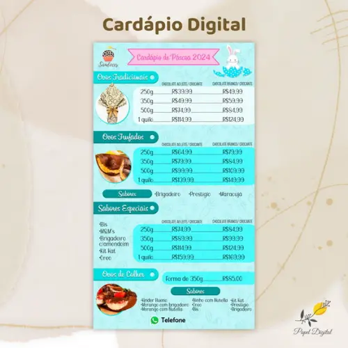Cardápio Interativo de Páscoa 2 Páginas