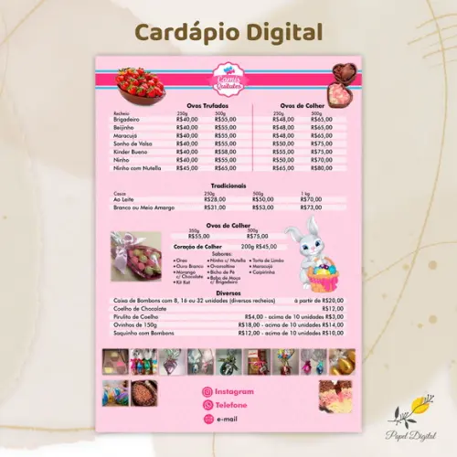 Cardápio Digital Páscoa Modelo 12