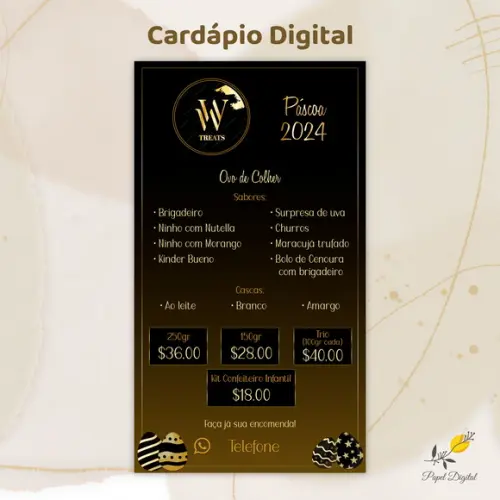 Cardápio Digital Páscoa Modelo 11