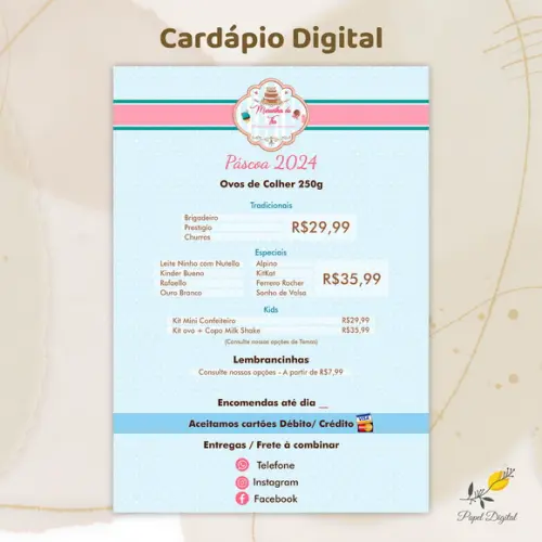 Cardápio Digital Páscoa Modelo 13