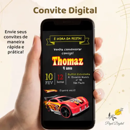 Convite Digital Hot Wheels Modelo 4