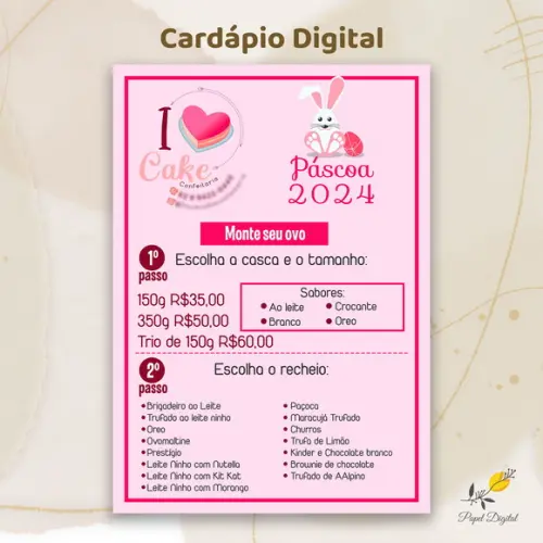 Cardápio Digital Páscoa Modelo 1