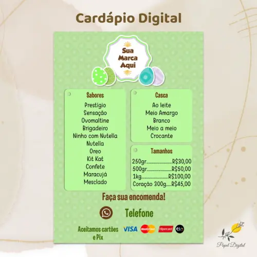 Cardápio Digital Páscoa Modelo 8