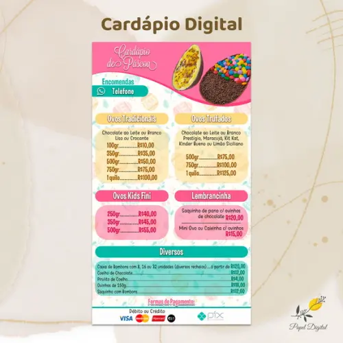 Cardápio Digital Páscoa Modelo 9