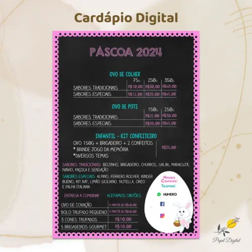 Cardápio Digital Páscoa Modelo 10
