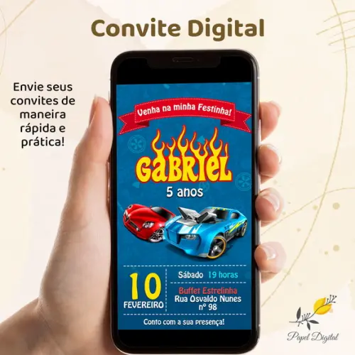 Convite Digital Hot Wheels Modelo 3