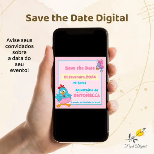 Save The Date Digital Galinha Pintadinha Modelo 2