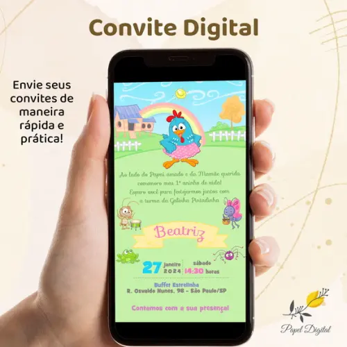 Convite Digital Galinha Pintadinha Modelo 10