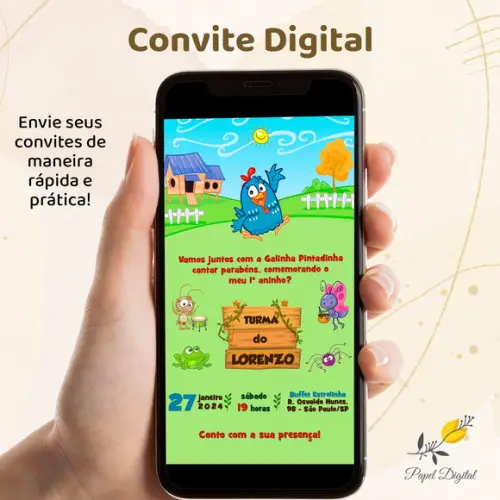 Convite Digital Galinha Pintadinha Modelo 9