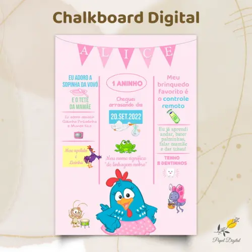 Chalkboard Digital Galinha Pintadinha Modelo 6