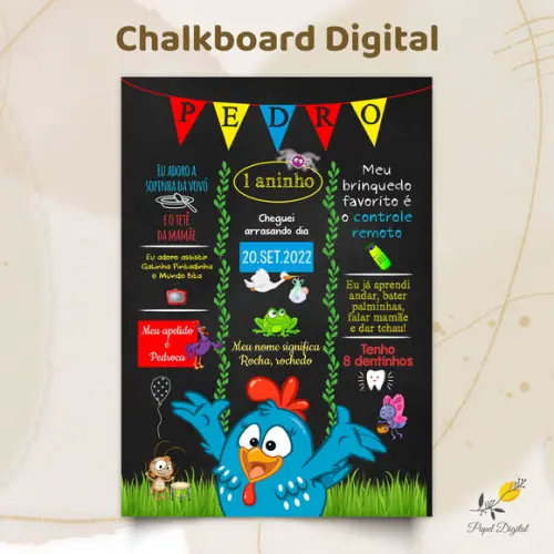 Chalkboard Digital Galinha Pintadinha Modelo 5