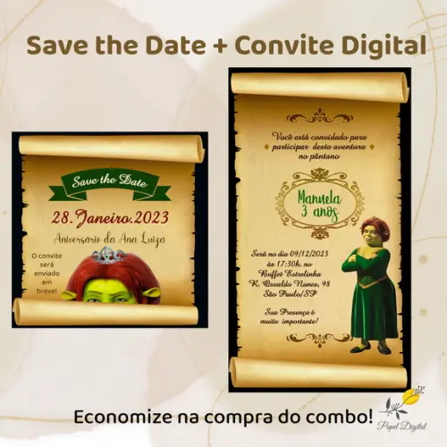 Convite + Save The Date Digital Fiona