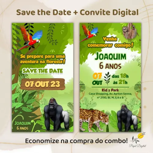 Convite + Save The Date Digital Floresta