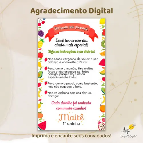 Agradecimento Digital Frutas