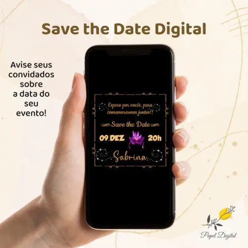 Save The Date Digital Festa à Fantasia Modelo 3