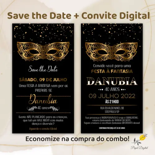 Convite + Save The Date Digital Festa à Fantasia Modelo 2