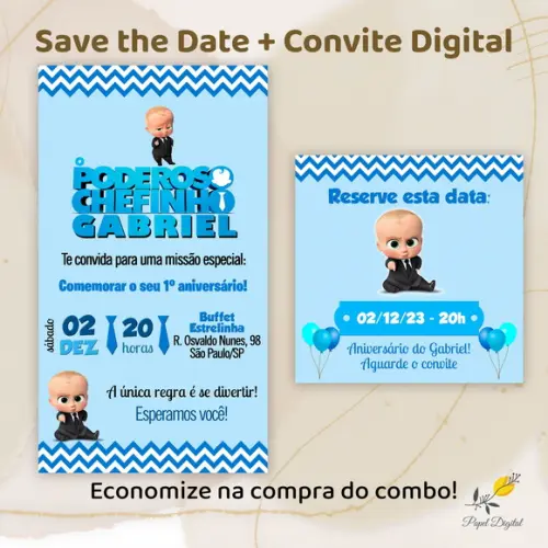 Convite + Save The Date Digital Poderoso Chefinho 2
