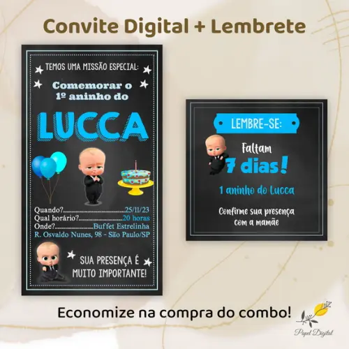 Convite + Lembrete Poderoso Chefinho