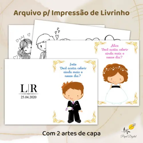 Livrinho para Colorir - Casamento 2 Capas (arquivo Digital)