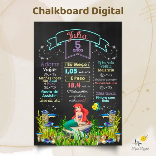 Chalkboard Digital Pequena Sereia
