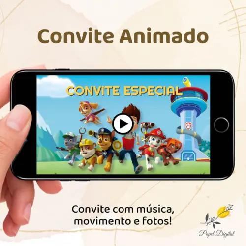 Convite Animado (vídeo) Patrulha Canina Modelo 2