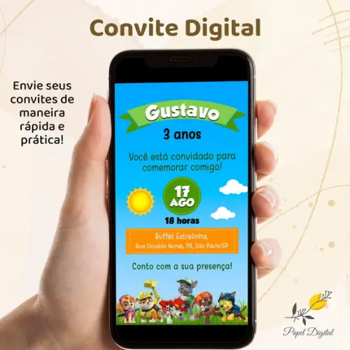 Convite Digital Patrulha Canina Modelo 12