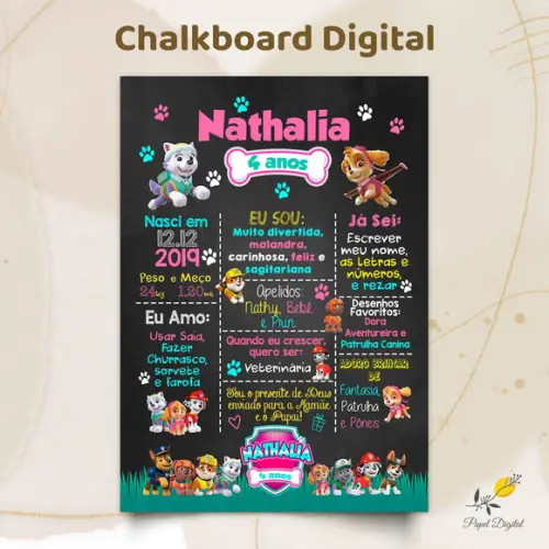 Chalkboard Digital Patrulha Canina Modelo 2