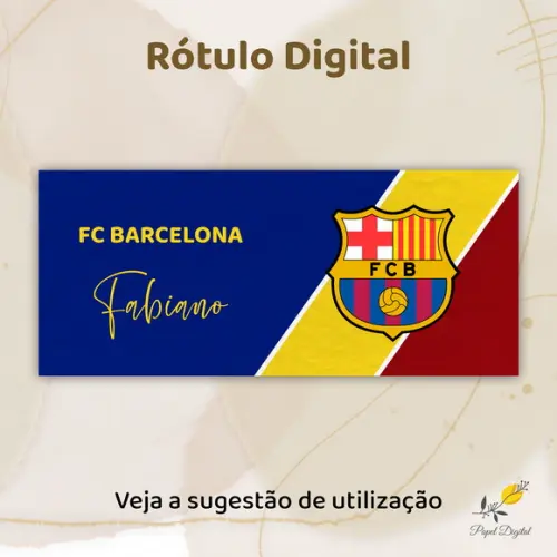 Rótulo Digital Cofrinho ou Caneca Barcelona