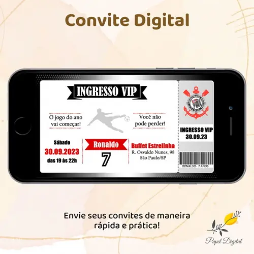 Convite Digital Futebol Corínthians