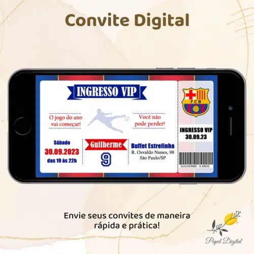 Convite Digital Futebol Barcelona