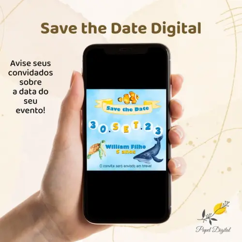 Save The Date Digital Fundo do Mar Modelo 3