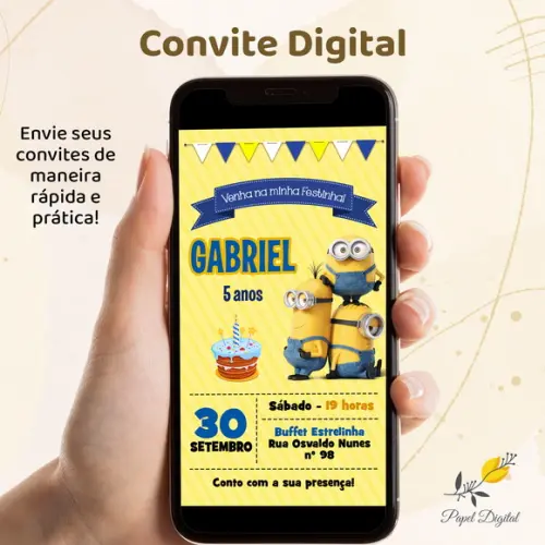 Convite Digital Minions Modelo 4